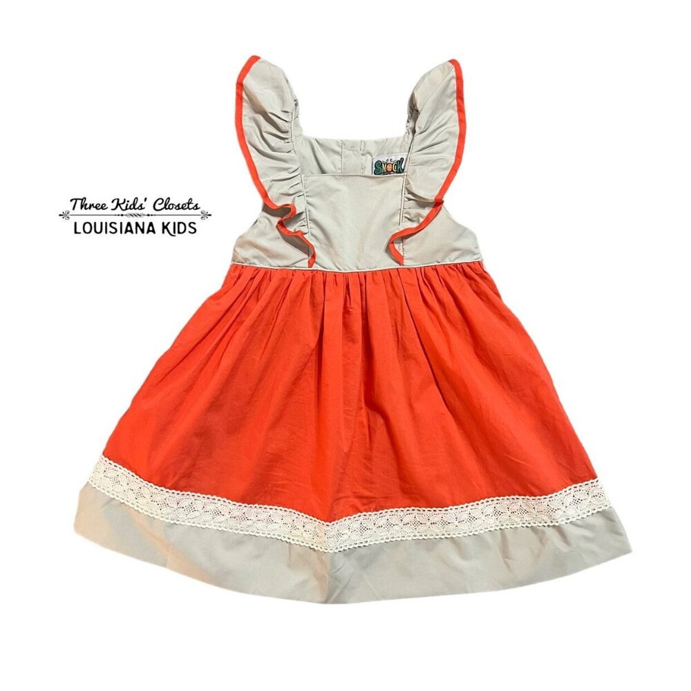 Smock Candy 2T Orange Lace & Ruffles Dress